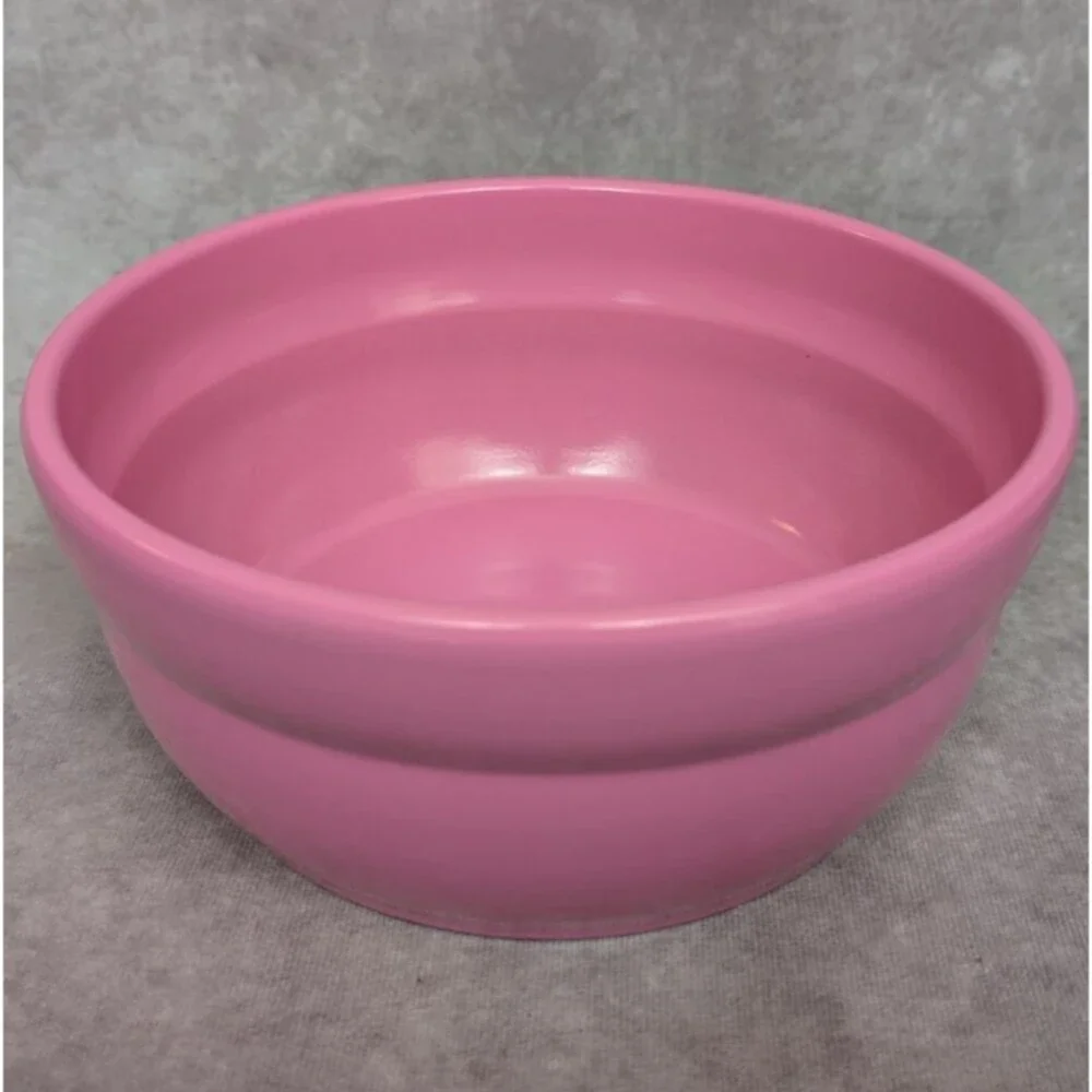 Vintage German Heavy Pink Ceramic Mixing Bowl 2.5 Quarts 1950s Farmhouse Decor